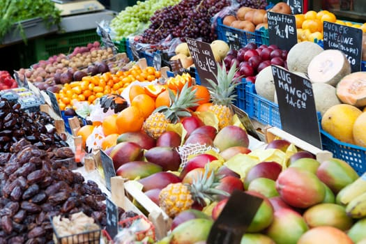 Market stall with fruit,fresh and healthy food