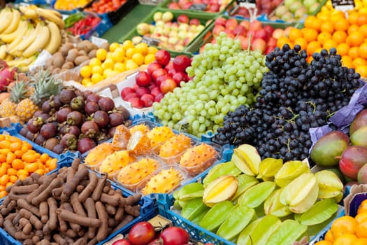 Market stall with fruit,fresh and healthy food