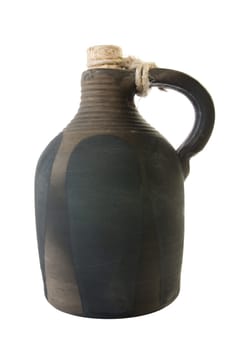 Ancient wine jug isolated on white background