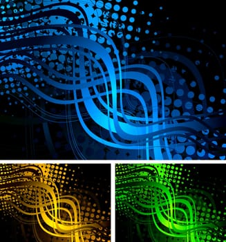 Beautiful grunge backgrounds with tapes in three colours
