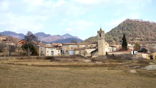 Santa Maria de Besora, Spain Catalan village rustic, cozy on a winter dawn