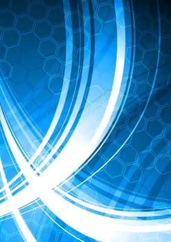 Blue technical background with abstract waves - eps 10