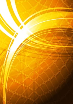 Orange technical background with abstract waves - eps 10