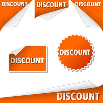 Discount labels in English as vector illustration