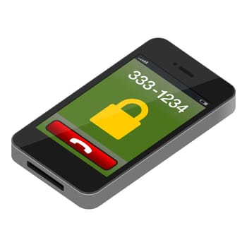 Secure Smartphone isolated on white background as a vector illustration