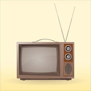 Vintage Television screen and antenna illustration in brown colors