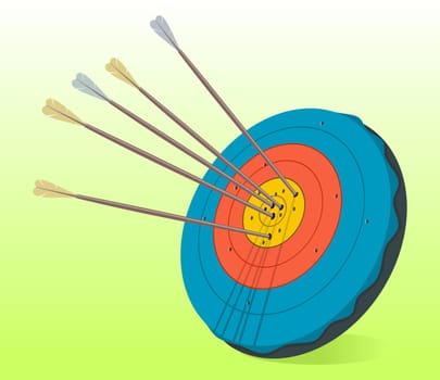Illustration of historic target having arrows in the middle