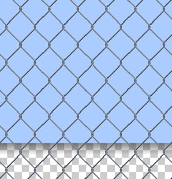 Iron wired fence as a seamless pattern with or without blue background