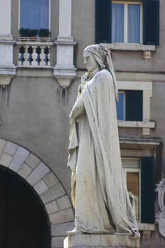 Monument to Dante Alighieri (1265 - 1321) in Piazza dei Signori in Verona,Italy