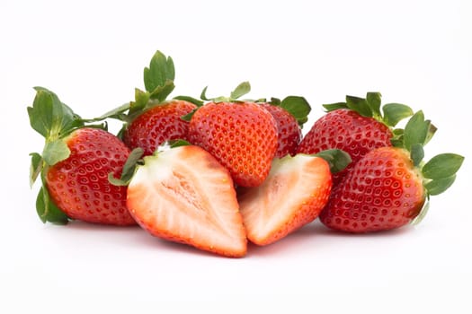 Organic garden strawberry on white background