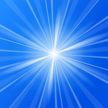 Bright Sunlight Rays in the center of blue background