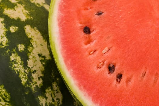 Fresh juicy watermelon, background fruit red and green