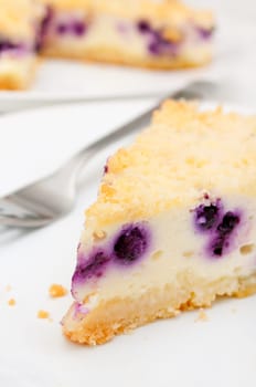 Homemade Cheesecake With Blueberries and Streusel