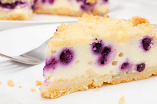 Homemade Cheesecake With Blueberries and Streusel