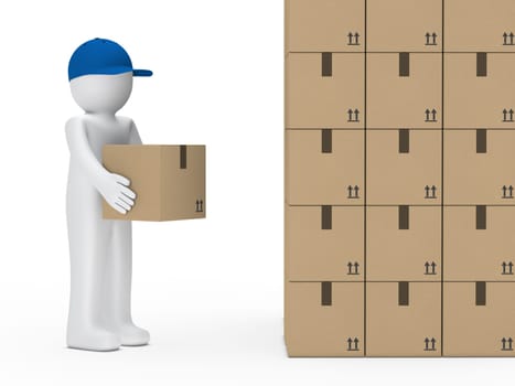 little man with blue cap hold package