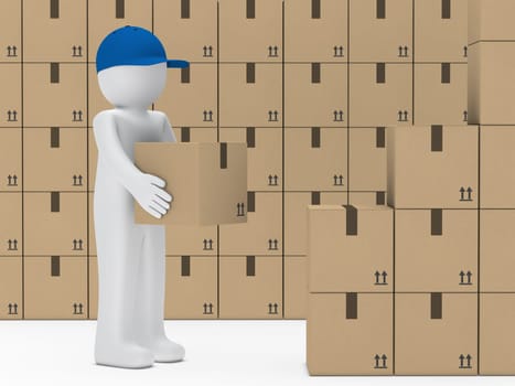 little man with blue cap hold package