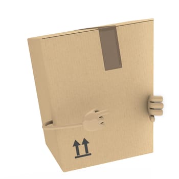 package figur shows with finger behind wall