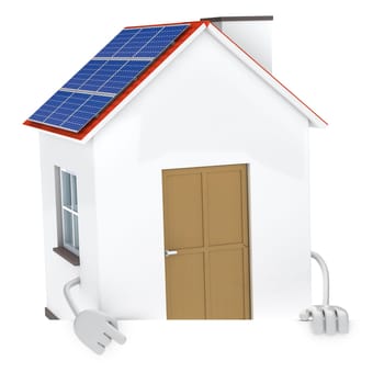 solar panel figure behind a white wall