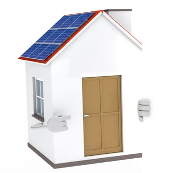 solar house figure behind a white wall