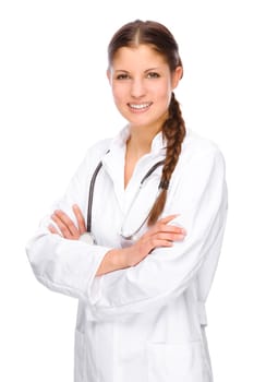 Studio shot of a young female doctor