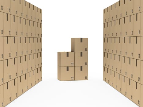 many package brown stand on white floor