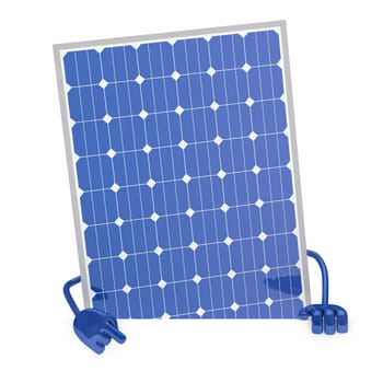 solar panel figure behind a white wall