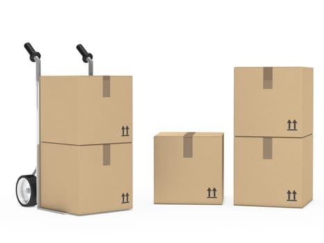 package hand truck stand on white background