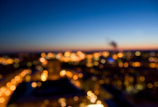 Cityscape with lights out of focus