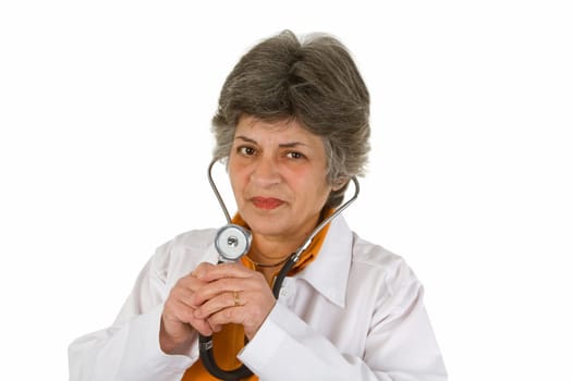Female doctor isolated on white background