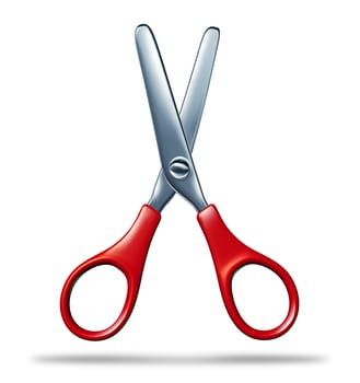 Children school scissors representing education with arts and crafts for classes and students with creative and fine motor skill learning challenges in regards to cut and paste paper and contruction cardboard.
