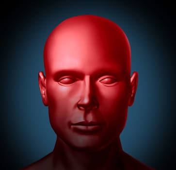 Mental health and Psychiatric disorders medical health symbol represented by a red human head showing an illness of the mind that needs psychological help from a doctor or neurology specialist.