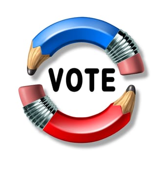 Vote symbol with curved pencils