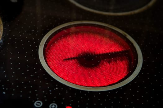 Hot Red Stove Plate with selective focus
