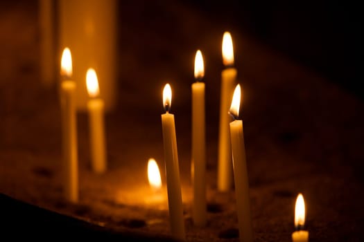 Group of candles with selective focus