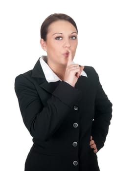 Businesswoman asks for silence