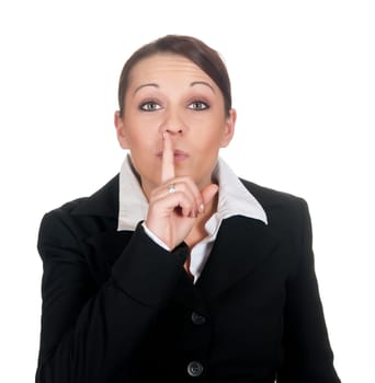 Businesswoman asks for silence
