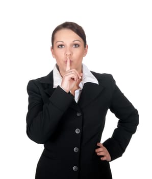 Businesswoman asks for silence