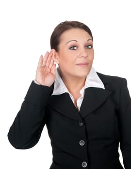 Businesswoman listens