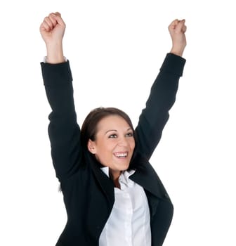 Businesswoman cheers