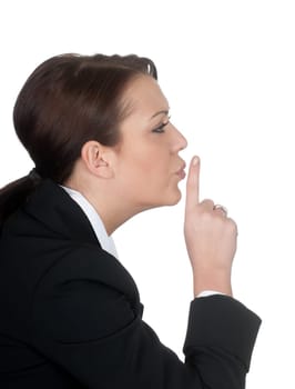 Businesswoman asks for silence