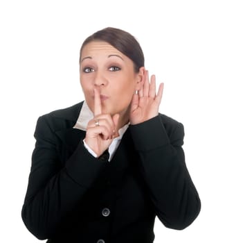 Businesswoman asks for attention