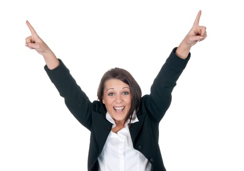 Businesswoman cheers