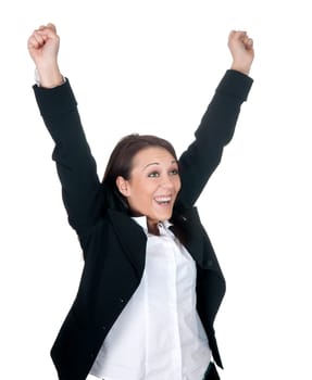 Businesswoman cheers