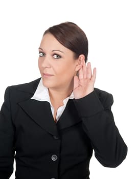 Businesswoman listens