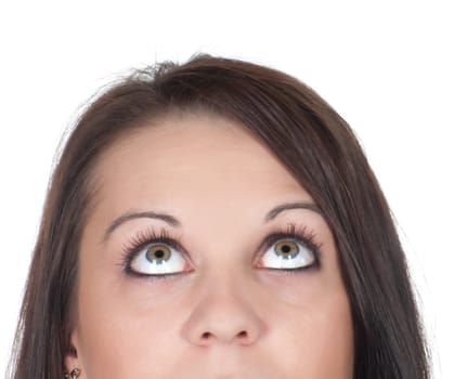 Young woman looking up