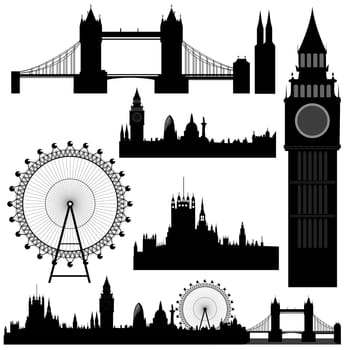 illustration of the various landmarks of London