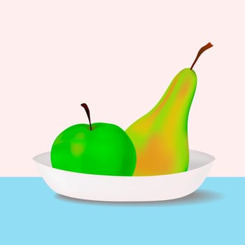 Illustration of the fruits - apple and pear