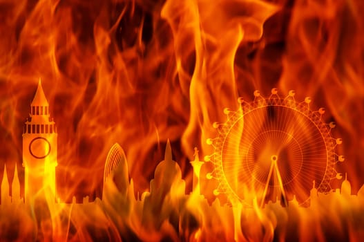 Abstract image - fire London skyline