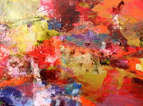 Abstract Art - Hand Painted Canvas - Painting Mixed Media Colorful