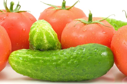 close-up of fresh vegetables isolated on white background